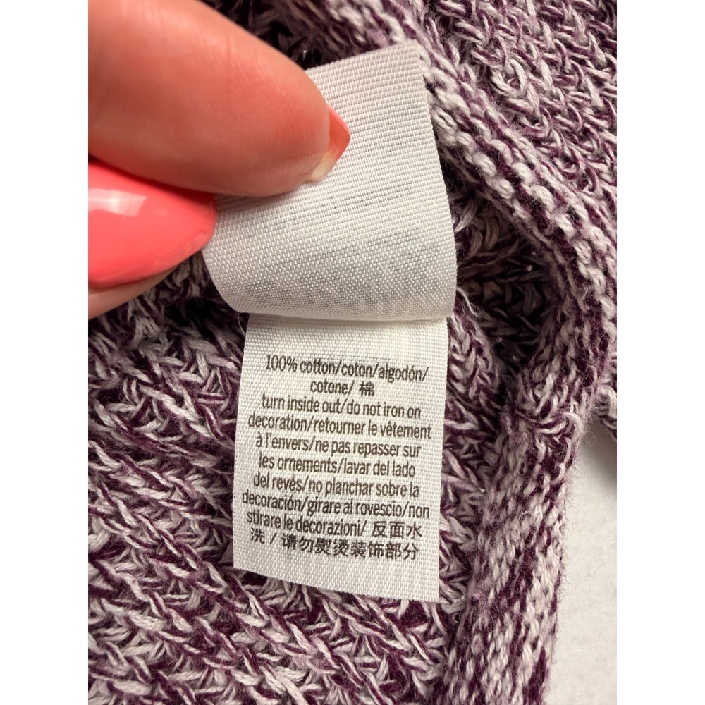 PINK Victoria's Secret Purple Marled Open Knit Cotton Sweater Small Pullover - Picture 4 of 7